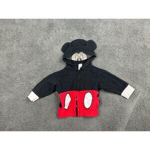 Disney Baby Mickey Mouse Hooded Jacket For Infants 12M Black & Red Cotton/Polyes